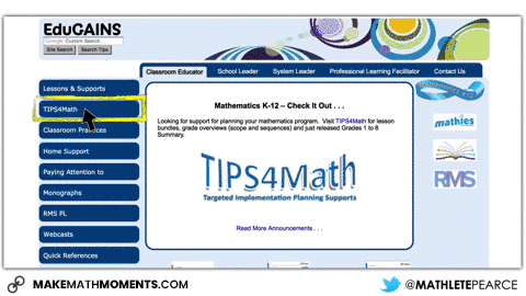 Ontario EduGains Math Resource - TIPS4Math Spiralled Resource