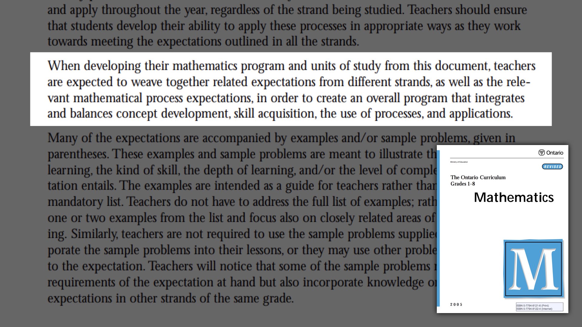 Spiralling Your Math Curriculum - Ontario Curriculum Quote About Spiralling Strands