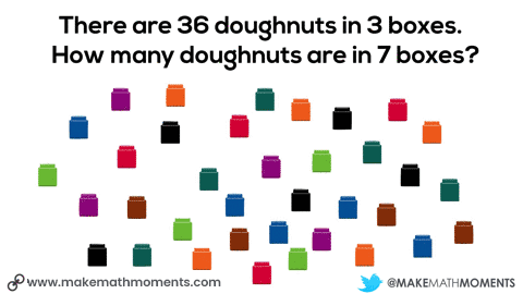 How many doughnuts are in 7 boxes - connecting cubes animated gif