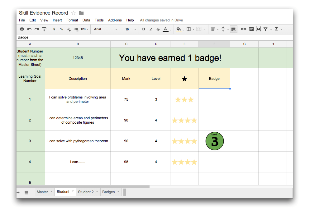 Individual Student Skill Evidence Record by Jon Orr