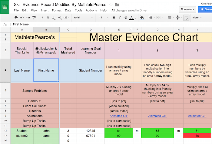 Mathlete Pearce's Master Student Skill Evidence Sheet small