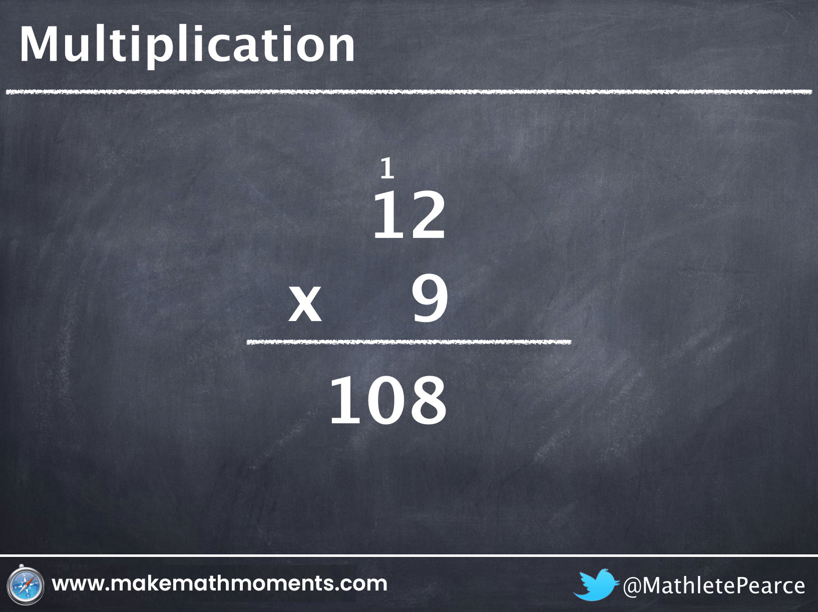 North American Multiplication Algorithm 12 x 9 = 108