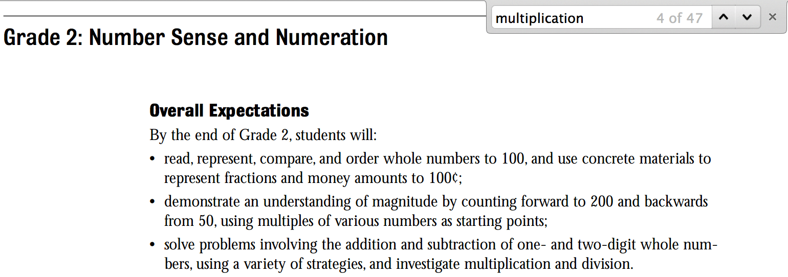 The Word Multiplication Occurs 47 Times in the Ontario Math Curriculum